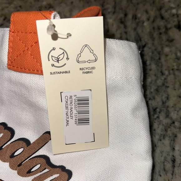 🌸Radley London Canvas Tote Retro Natural New with Tags Here For You Rain Shine - Picture 4 of 5